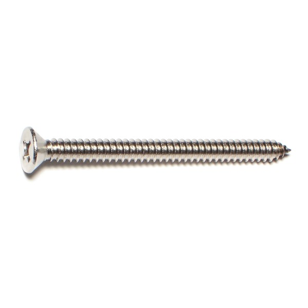 Midwest Fastener Sheet Metal Screw, #14 x 3 in, 18-8 Stainless Steel Flat Head Phillips Drive, 5 PK 34008